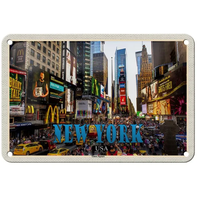 Femer Blechschild Reise 18x12cm New York USA Times Square Zentrum Schild Multi-coloured