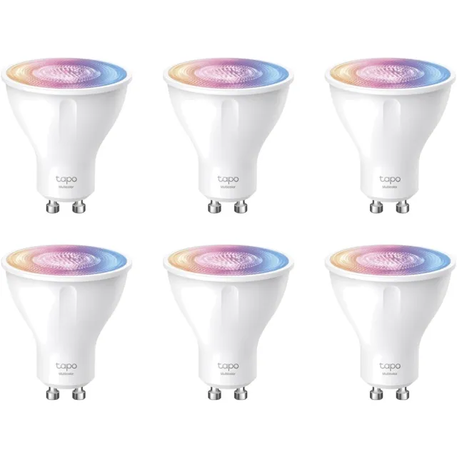 TP-Link Tapo L630 Slimme Wifi Spot GU10 Multicolor 6-pack - Bundelvoordeel - 16 Miljoen Kleuren - Dimbaar - 350 Lumen (50W) - Warm tot Koel Wit 2200-6500K - Geen Hub Nodig - Werkt met Alexa & Google - Energieverbruik Inzien - Schema's & Timers