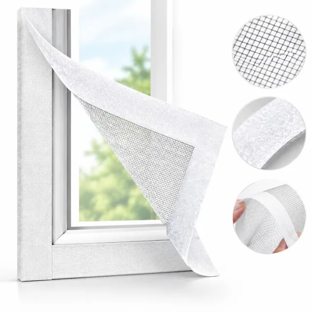 VHV Klittenband hor - 130*160cm - Witte hor met witte klittenbandstrip - Werkt insectenwerend - Lucht doorlatend - Houdt insecten buiten - Zonder boren, eenvoudig te installeren