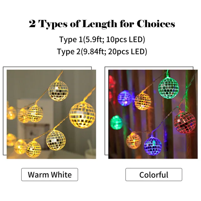 Creatorally 10ft 20LED Globe String Lights Decoratieve Hangende Lichtballen Fairy String Lights Batterijgevoede WK-verlichting voor Binnen Buiten Tuin Patio