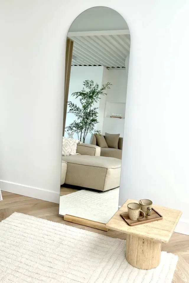 Nordic Style® Boogspiegel 190x60cm - Frameloos - Scandinavische Spiegels - Halfrond - Zonder lijst - Randloos - Frameloos - Pas spiegel - Staande spiegel - Kleedkamer spiegel - Pas - Boog - Half Rond Ronde - Woonkamer - Wand - Muurspiegel - Muur Naturel