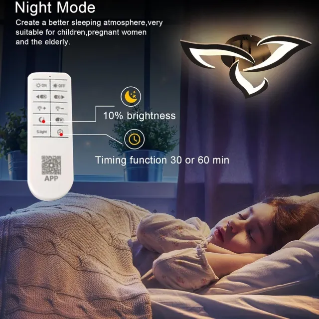 Haobosic Plafondlamp - dimbare - Moderne - LED - acryl - 57CM - koel wit - 3000K-6500K Zwart