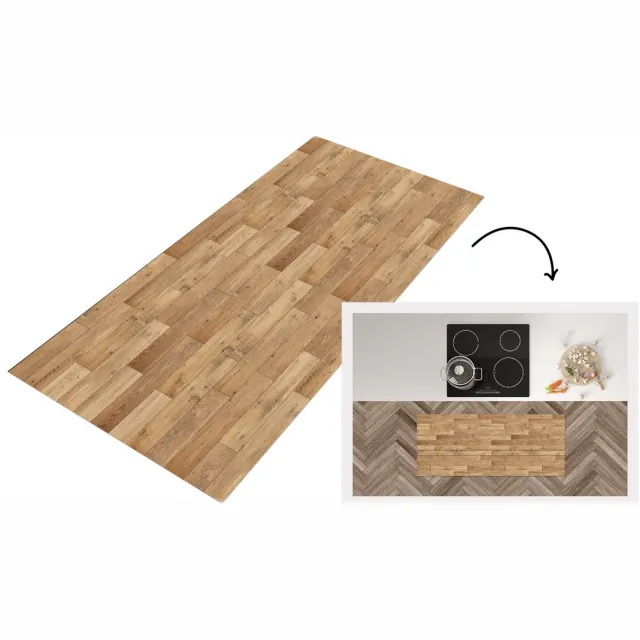 KitchenYeah Keukenloper 120x50 cm - Keukenmat vinyl Patroon - Parket - Patronen - Keukenmatten loper - Keuken vloerkleed tapijt