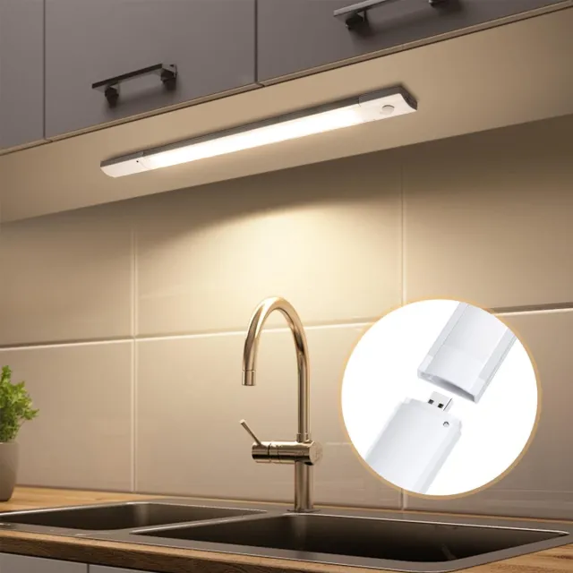 Aigostar 10B9X - LED Kastverlichting met bewegingssensor - USB oplaadbaar - Keukenverlichting - onderbouwverlichting - 4000K - Wit Licht