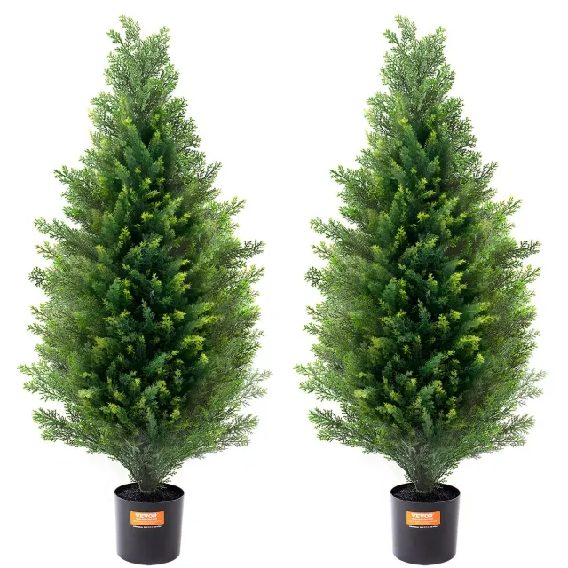 Vevor Set van 2 kunstceder vormsnoei kunstplanten PE Cipres 91,4 cm Groen