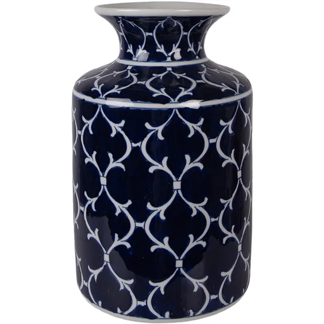 Clayre & Eef Vaas Ø 19x31 cm Blauw Keramiek