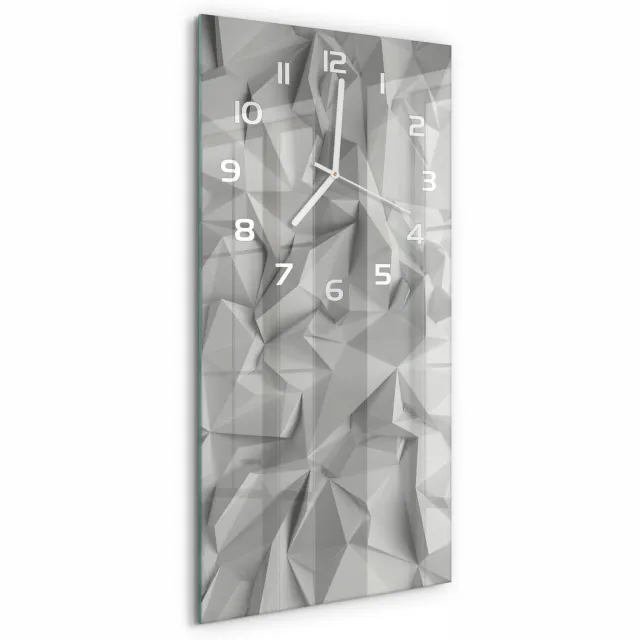 TULUP Wandklok - 3D-abstractie Wandklok Glas Decoratie - 30x60 cm - Grijs Gekleurde Glazen Klok - Witte handen - Rechthoekige Klok - Klok Glas Met Opdruk - Moderne Wandklok Glas