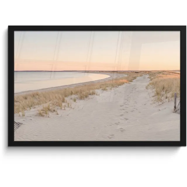 FrameYourWall Poster in lijst - Fotolijst 60x40 cm - Posters - Kustlijn - Horizon - Hek - Posterlijst zwart - Decoratie - Wanddecoratie woonkamer - Muurdecoratie slaapkamer