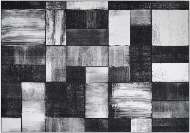 Unyqoos Vloerkleed voor Woonkamer en Slaapkamer - Wasbaar, Laagpolig, Antislip, Onderhoudsvriendelijk, Zwartgrijs 200x280 cm Zwart grijs