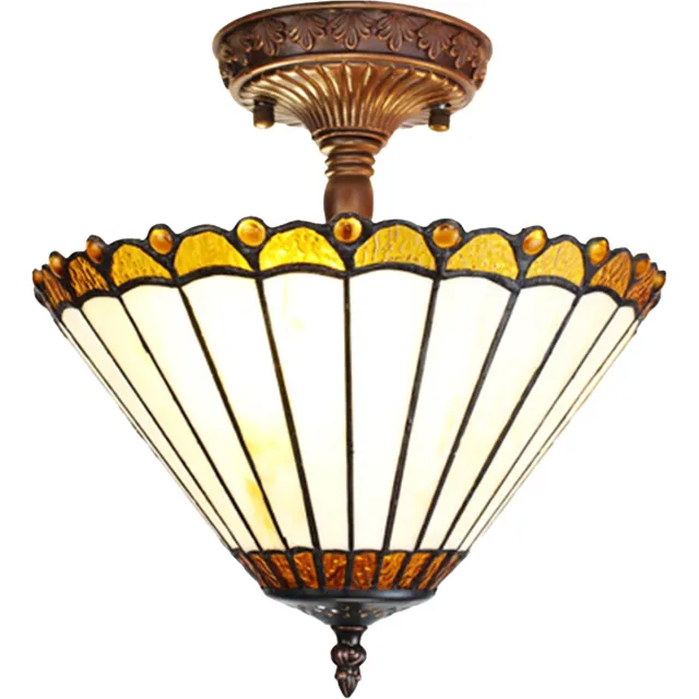Lumilamp Plafondlamp Tiffany Ø 29x30 cm Beige Bruin Glas
