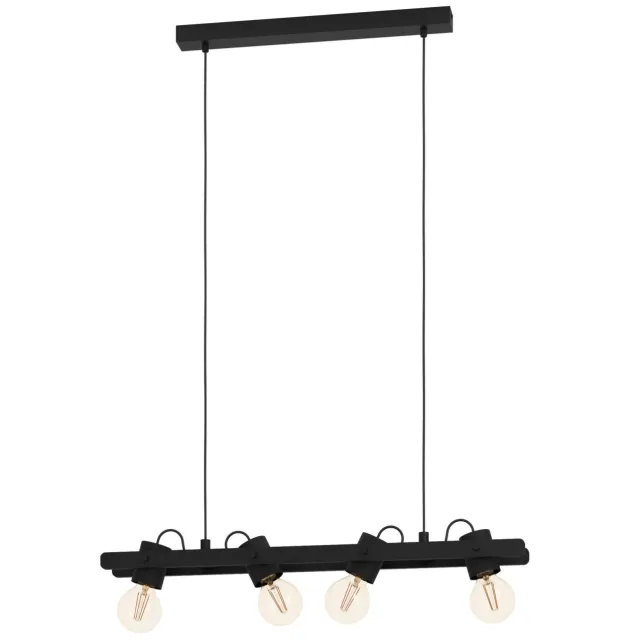 EGLO Plimsoll Hanglamp - E27 - 77 cm - Zwart - Staal|Hout Zwart;