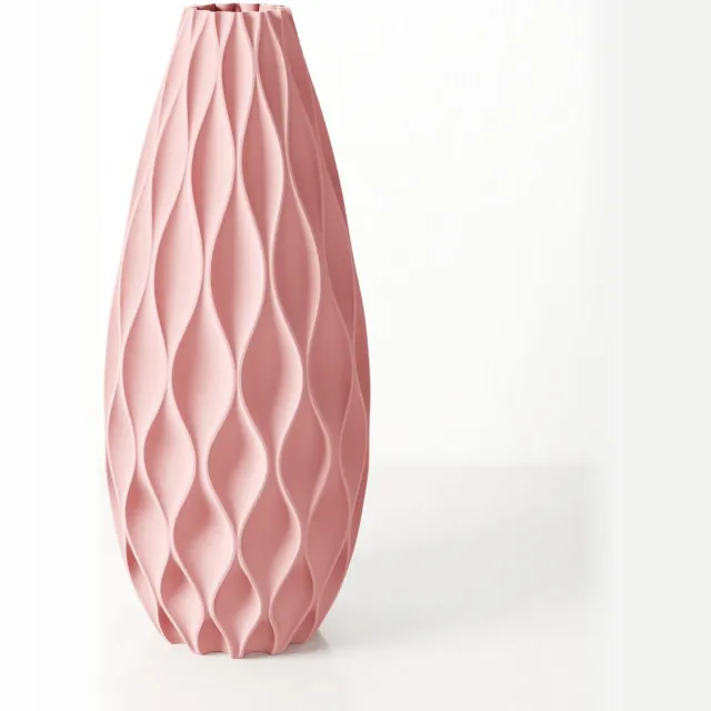 Fleuriek Kleine Vaas - Roze - H30 cm - Vaas voor zijdebloemen - Luxe vaas gemaakt van duurzaam kunststof - Unieke decoratieve vaas met patroon
