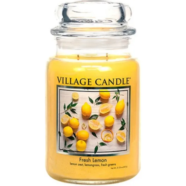 village candle Grote Geurkaars Fresh Lemon - Langdurige frisheid Geel