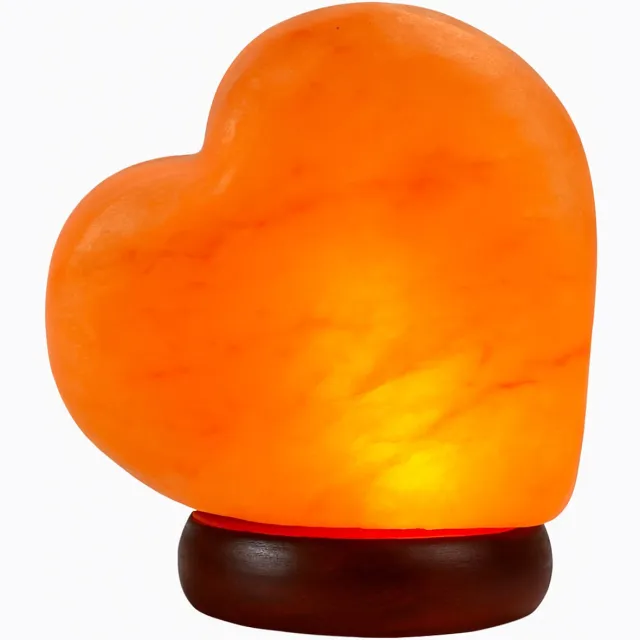 Pink Gold Zoutlamp Hart Tafellamp – 15 x 15 x 15 cm – ±3 kg – Met Dimmer – E14 Fitting Oranje