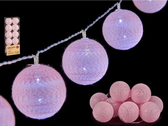 Krist+ 2x krist+ lichtsnoer 10 led balletjes - lichtroze - 150 cm - kunststof- batterij