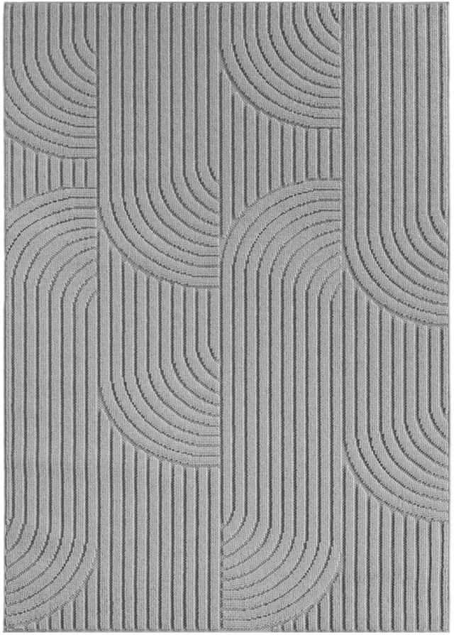 Dutch XXL Japandi Vloerkleed | Tapijt | Helix | Bogen | Zilver | 80x150 cm