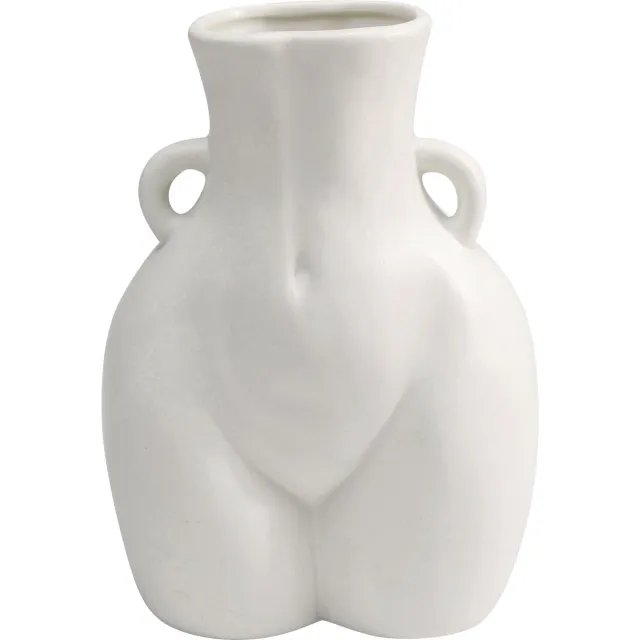 Unyqoos Elegante witte keramische vaas van 22 cm voor bloemen en decoratie, Vaas, Keramiek, Wit, 22cm