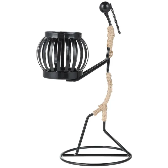 My Ninki ® Kandelaar van Metaal met Modern Design voor Stijlvolle Tafeldecoratie en Theelichtjes Zwart