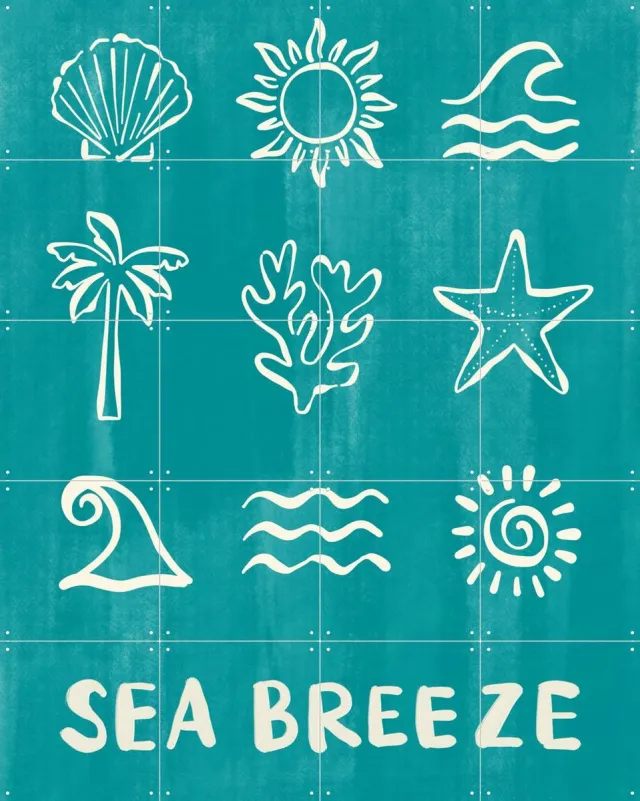 IXXI Sea Breeze, Rio Soley & Various - 80 x 100 cm - Grote wanddecoratie en posters - Geometrische Kunst, Decoratieve kunsten, Illustraties, Modern Blauw / Wit
