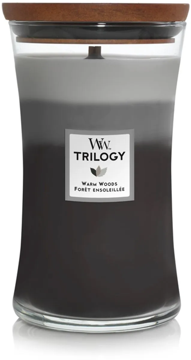 Woodwick Hourglass Trilogy Large Geurkaars - Warm Woods - 130 branduren Meerkleurig