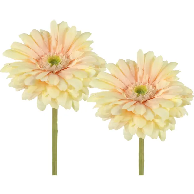 Viv! Home Luxuries Gerbera - 2 stuks - zijden bloem - perzik Oranje
