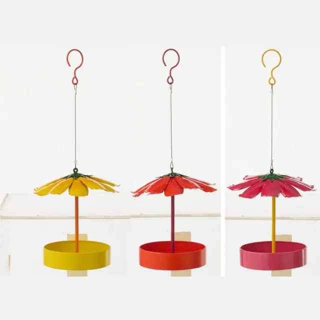 J-Line decoratie Bloem Hangend - metaal - mix - set van 3 Multi