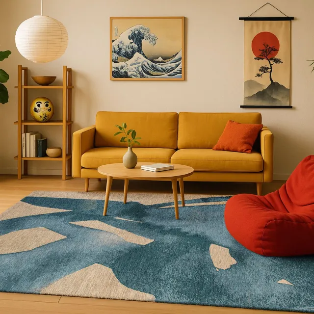 LOLA&MOI Binnen & Buiten Vloerkleed - 170 x 240 cm - Lola&Moi Swing Lagoon Blue - Laagpolig Tapijt - Gerecycled PET - Made in Belgium - Circulair blauw