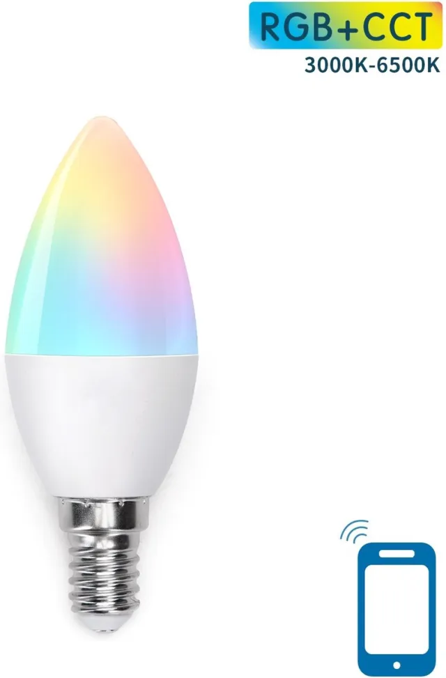Aigostar LED kaarslamp E14 WiFi - 7W - RGB+CCT 3000-6500K - slimme lamp