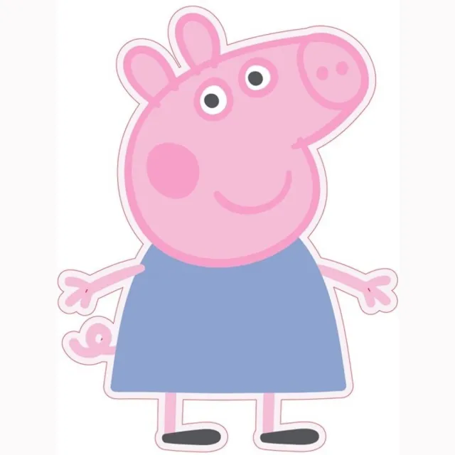 Peppa Pig Velours - Sierkussen - Kussen - Gevuld - 23x34cm. Roze/Blauw