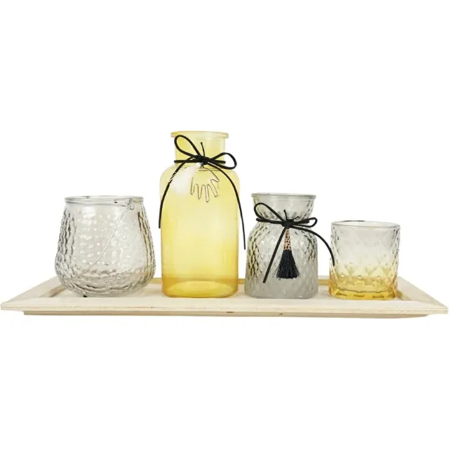 Gilde Theelichthouder set Ensemble 5-delig 40 cm Geel