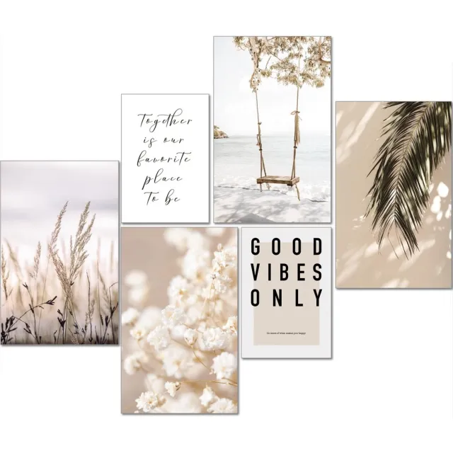 Ibenzoa Bohemian Kunstdrukken Set voor Stijlvolle Woonkamer en Slaapkamer Decoratie beige