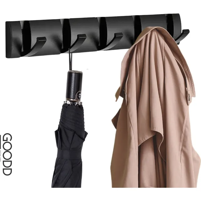GOODD® Jashaak - Wandkapstok - Kapstok - Handdoekhaak - zwart - Rvs