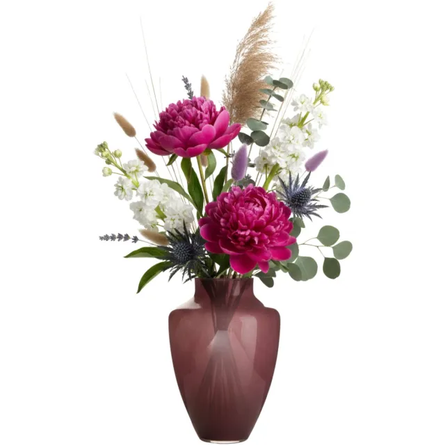Hakbijl Glass Bloemenvaas Olaf - paars/aubergine - glas - D21 x H 30 cm- decoratie - vazen Aubergine paars