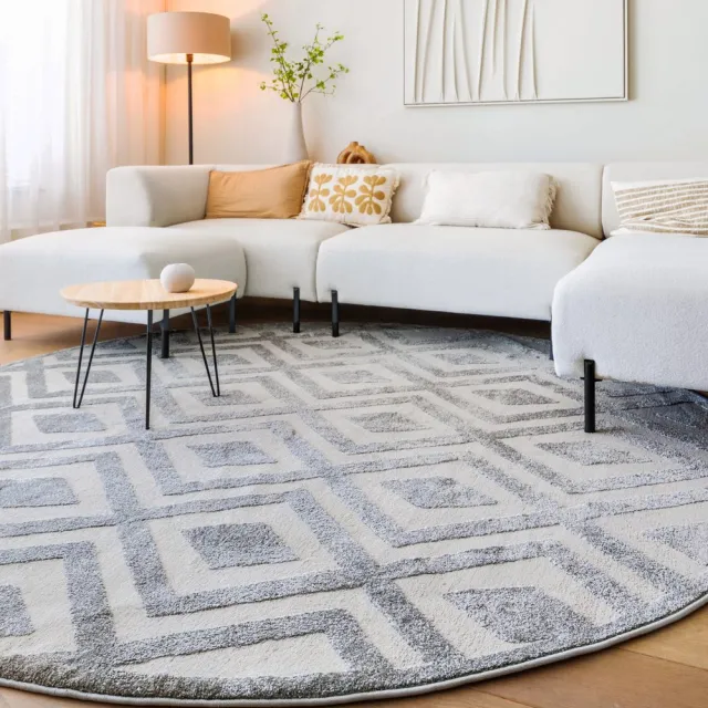 Nordic Weavers Rond vloerkleed Scandinavisch - Contour Diamond grijs 140