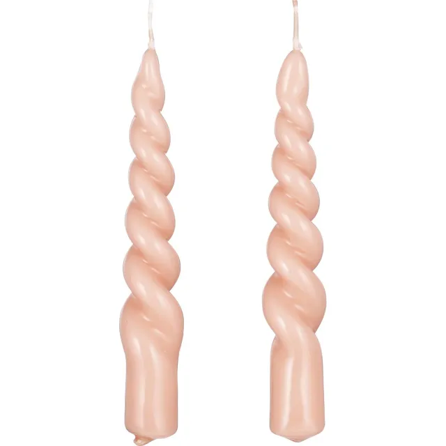 Mica Decorations Twist Kaars - Set van 2 - H15 cm - Roze, glanzend onbekend