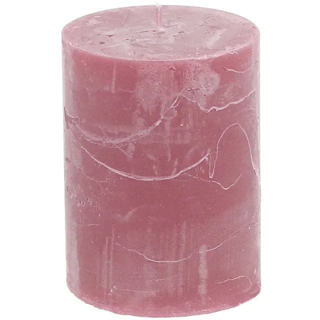 Viana Effen gekleurde kaarsen antiek roze 60x80mm 4st, 4 Stück