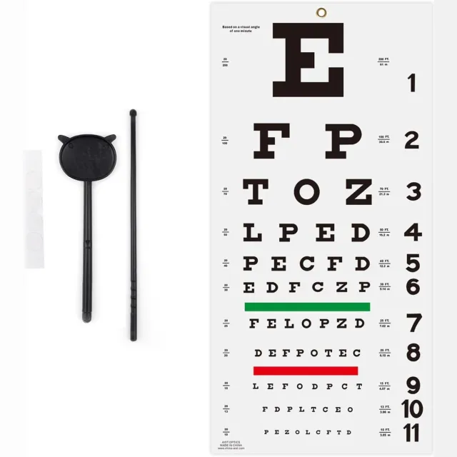 carmdering Visuskaart - Visuskaart met letters - Opvouwbare oogtestkaart - oogtest poster Wit