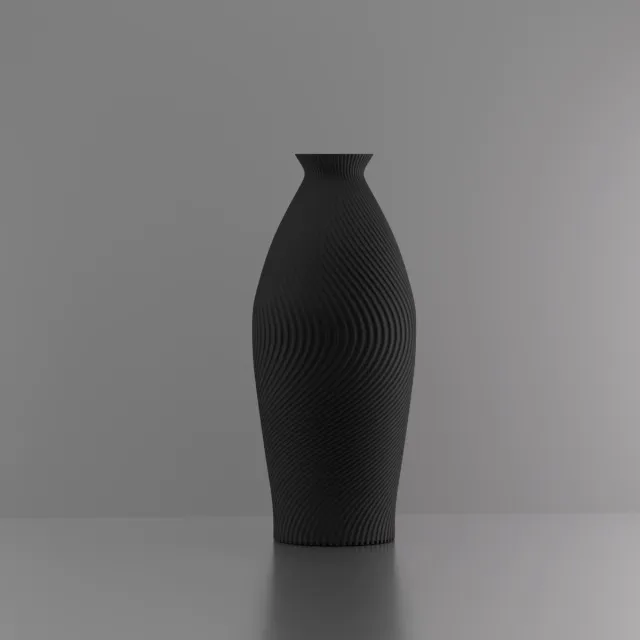 3d-gezellig Italiё - Vaas - Waterdicht - Zwart - Maat 35 cm - Kunststof - Modern - Bloemenvaas - 100% gerecycled PLA (bioplastic)