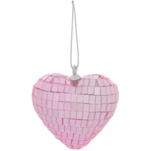 Atmosphera Créateur d'intérieur® Dennenhouten hanger in de vorm van een hart met disco-effect, 5 cm Rose