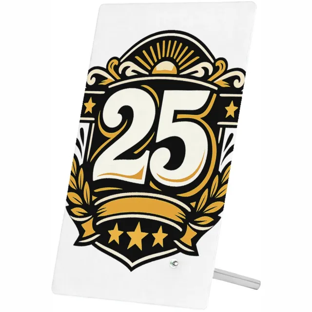 Mr Cadeautjes Glasframe 11 x 16 - design Retro jubileumontwerp met een groot middenicoon en gebogen t | cadeau Wit