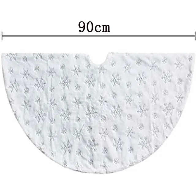 whiqutey Kerstboom-Rok-Rond-Sneeuwvlokken-Gouden-Kerstboomrok-90CM Wit, Goud