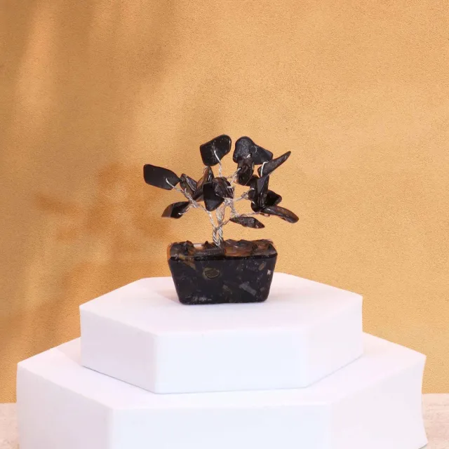 AW Gifts Mini edelsteenbomen op orgonite basis - zwarte agaat (15 stenen) multicolor