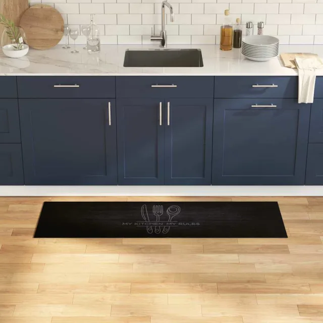 vidaXL Keuken Vloerkleed Zwart 150 x 45 cm 100% Polyamide Wasbaar