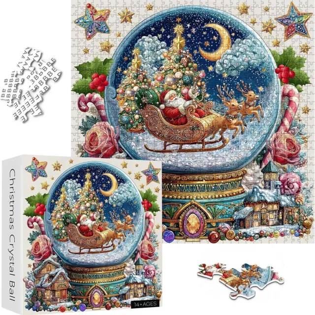 PZCC Adventskalender 2026 - Adventskalender - Het besneeuwde dorp van de Kerstman Kerstpuzzel 1024 stukjes - Uitdagende puzzel met de Kerstman voor het hele gezin - Feestelijke wanddecoratie - 50 x 50 cm - A