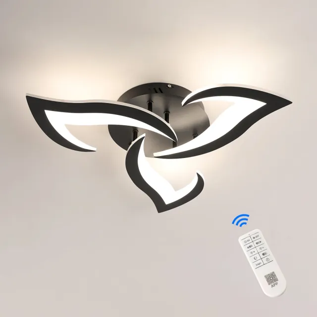 Riserva LED Plafondlamp Modern - 35W 3937lm - Zwart - Dimbaar 3000-6500K - Met Afstandsbediening - Design Plafondlamp voor Woonkamer en Slaapkamer