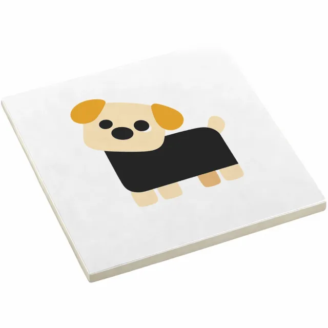 Mr Cadeautjes Decoratie tegel Minimalistische hond met eigenwijze blik - 10,8 x 10,8 cm, keramiek - keuken, badkamer, woonkamer | cadeau Wit
