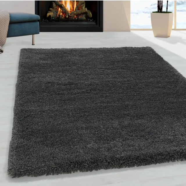 TapisTrend Harig tapijt Grijs 160 cm rond Hoogpolig vloerkleed voor de woonkamer, aangenaam zacht vloerkleed voor de slaapkamer