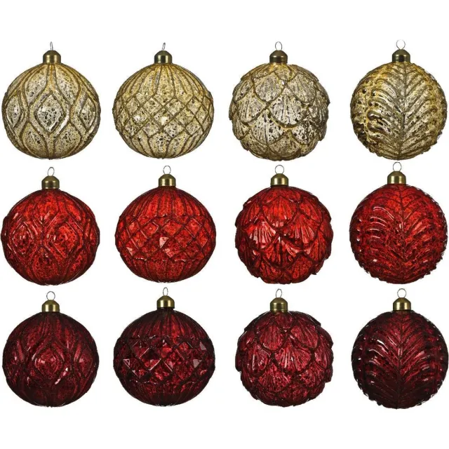 Decoris Kerstbal glas relief d10 cm a12 Transparant