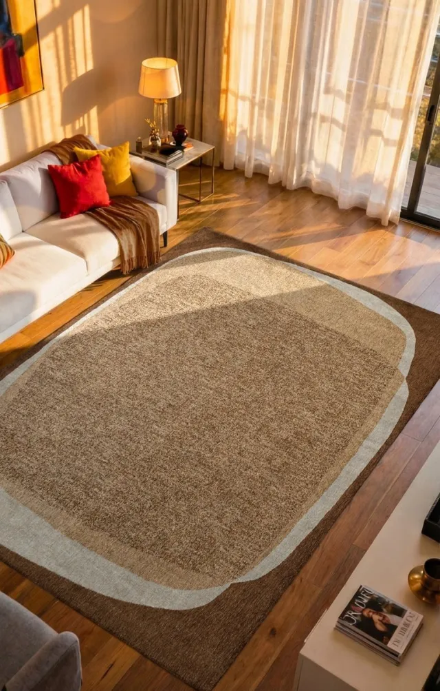Louis de Poortere Wasbaar Binnen & Buiten Vloerkleed - 140 x 200 cm - Louis De Poortere Marble Oak - Laagpolig Tapijt - Gerecycled PET - Made in Belgium - Circulair Brown