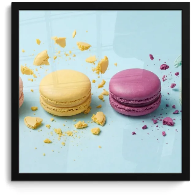 FrameYourWall Poster in lijst - Fotolijst 40x40 cm - Posters - Macarons - Kleurrijk - Pastel - Posterlijst zwart - Decoratie - Wanddecoratie woonkamer - Muurdecoratie slaapkamer